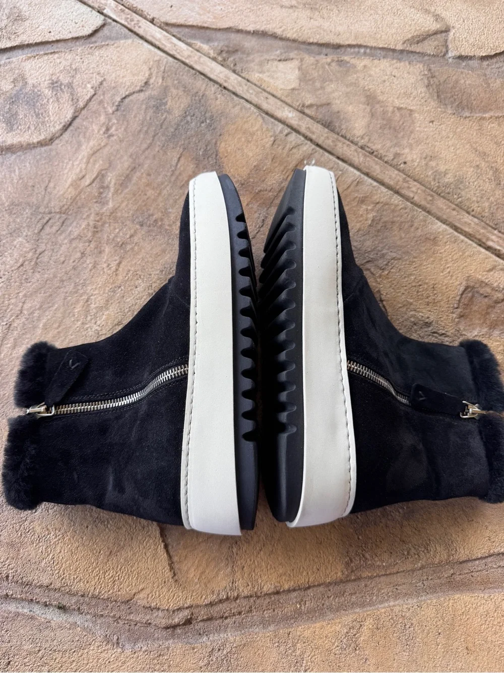Aquatalia Alison Black Suede Shearling Sneaker Boots Women’s 6.5 M Italy